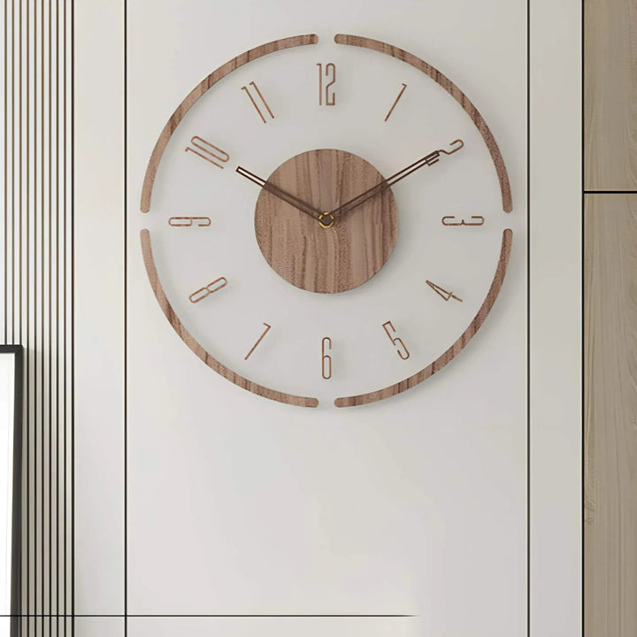 Nordische Wanduhr aus Echtem Holz – Geräuschloses Design, 35 cm Große Wanduhr für Stilvolle Räume 0