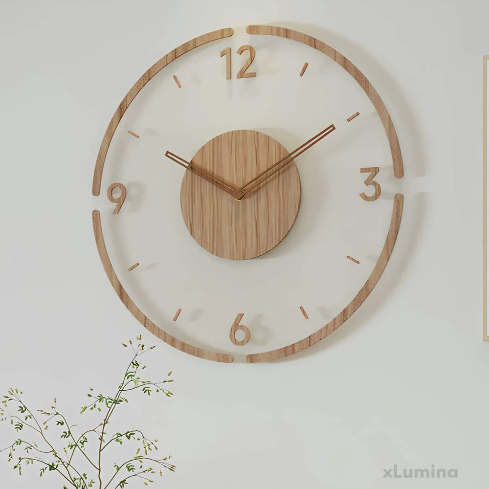 Nordische Wanduhr aus Echtem Holz – Geräuschloses Design, 35 cm Große Wanduhr für Stilvolle Räume 1