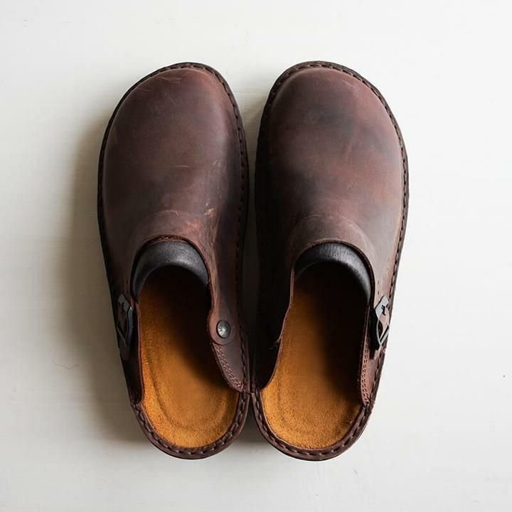 Orthopädische Pantoffeln aus echtem Leder für Herren – Komfort Hausschuhe mit rutschfester Sohle 4