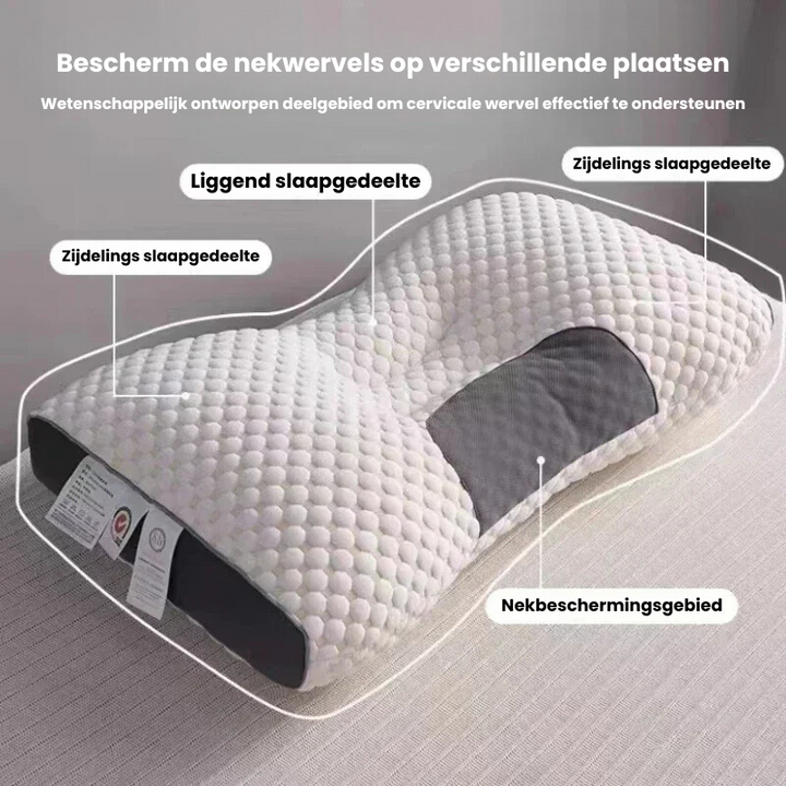 Orthopädisches Kopfkissen mit Massagefunktion und Nackenstütze – Weiß mit grauen Akzenten, 48x74 cm 5