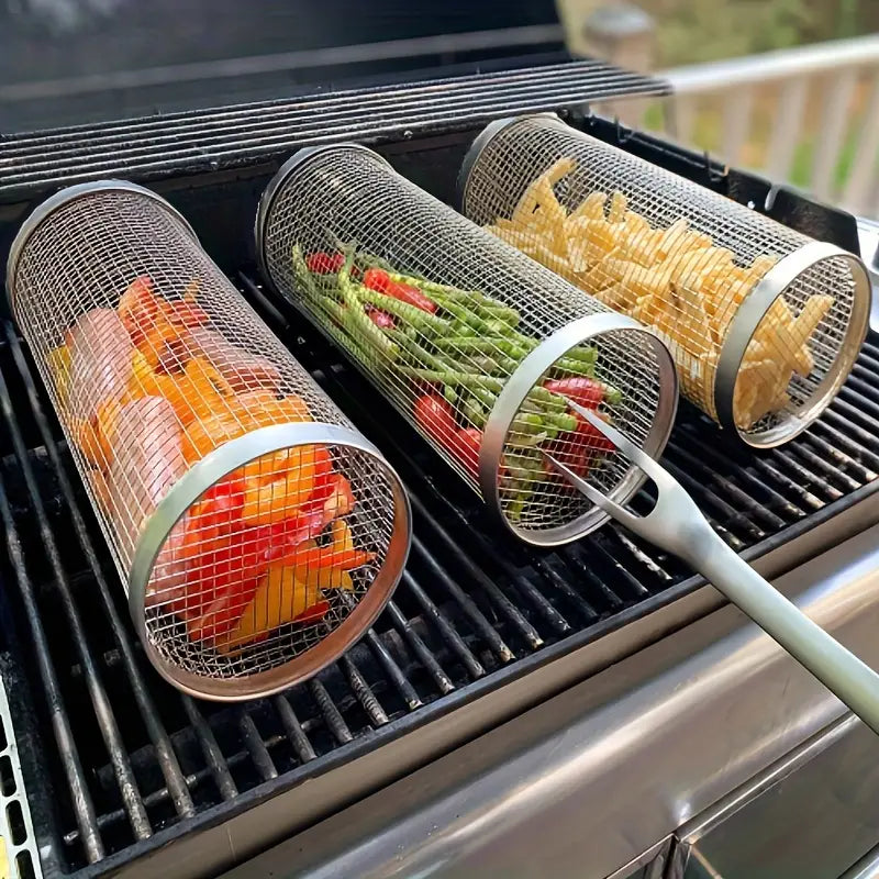 OutdoorHaven – Edelstahl Grillkorb Set mit Drehverschluss für Gemüse, Fisch und Fleisch 0