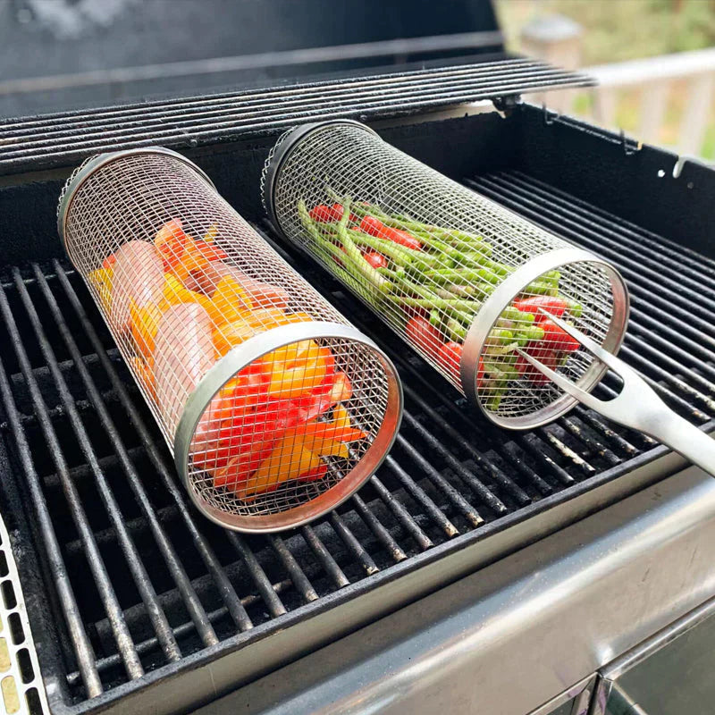 OutdoorHaven – Edelstahl Grillkorb Set mit Drehverschluss für Gemüse, Fisch und Fleisch 1