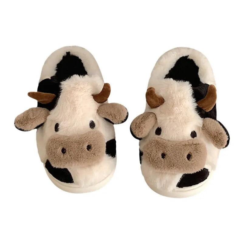 PlushCow – Plüsch-Hausschuhe Damen & Herren im Lustigen Kuhdesign für Warme Füße 0