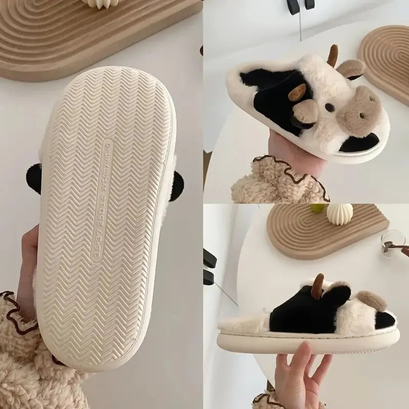 PlushCow – Plüsch-Hausschuhe Damen & Herren im Lustigen Kuhdesign für Warme Füße 4