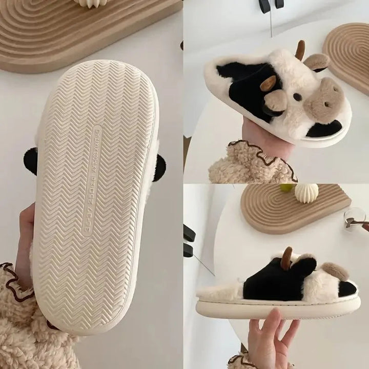 PlushCow – Plüsch-Hausschuhe Damen & Herren im Lustigen Kuhdesign für Warme Füße 4