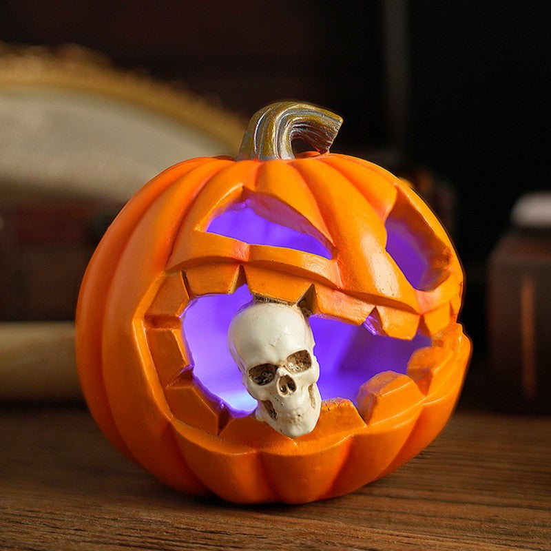 Realistische Halloween Deko – Jack O'Lantern Mit Schädel Für Gruselige Tischdeko 1