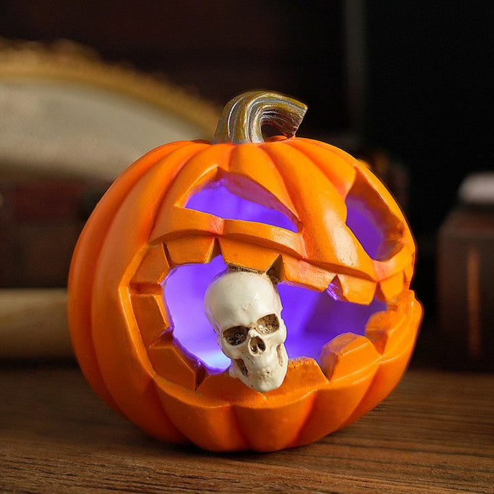 Realistische Halloween Deko – Jack O'Lantern Mit Schädel Für Gruselige Tischdeko 1