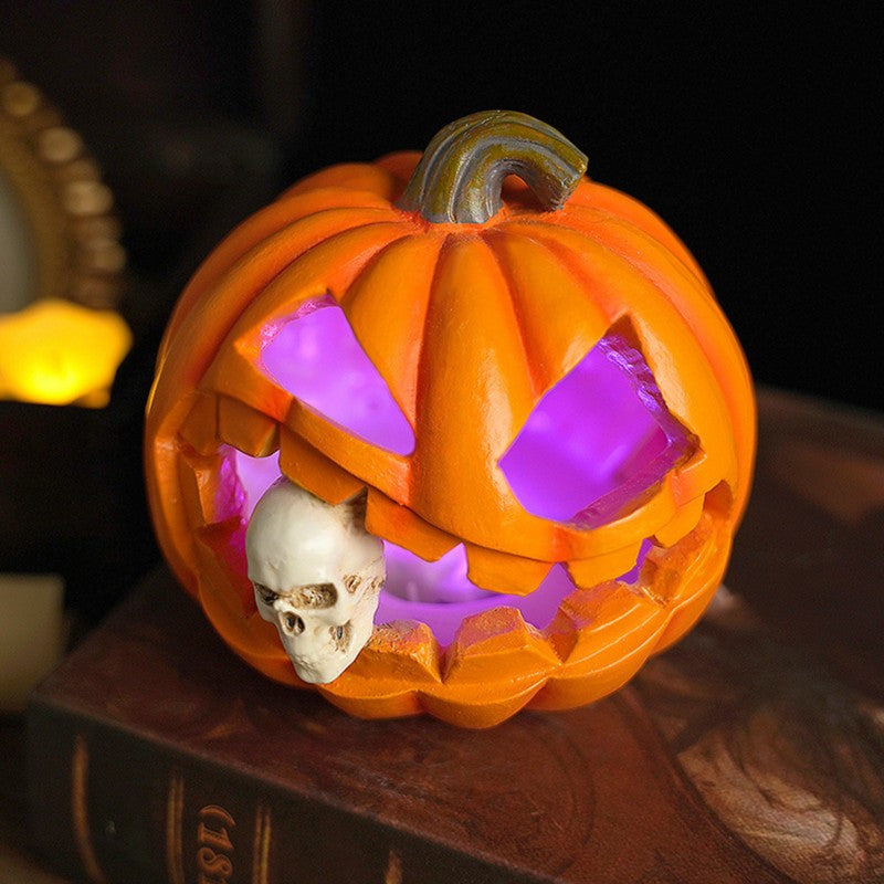 Realistische Halloween Deko – Jack O'Lantern Mit Schädel Für Gruselige Tischdeko 2