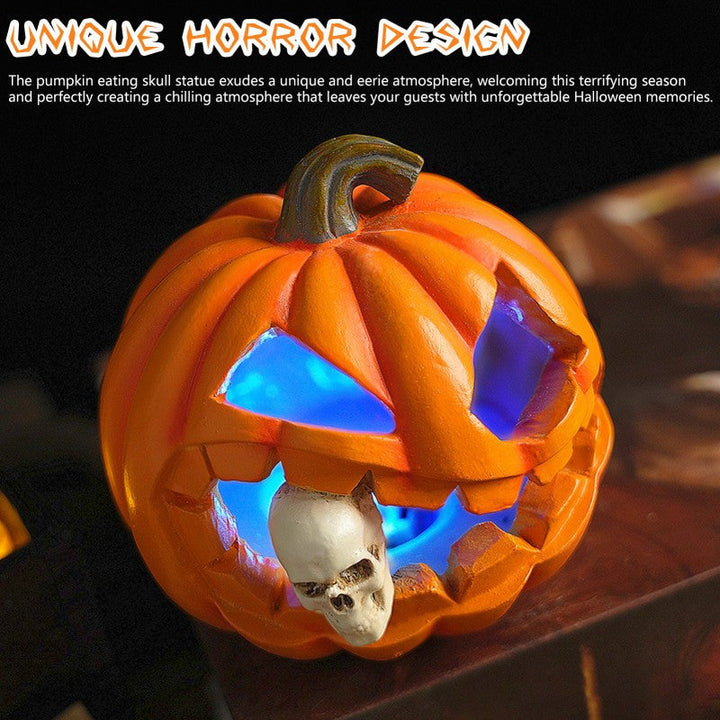 Realistische Halloween Deko – Jack O'Lantern Mit Schädel Für Gruselige Tischdeko 5