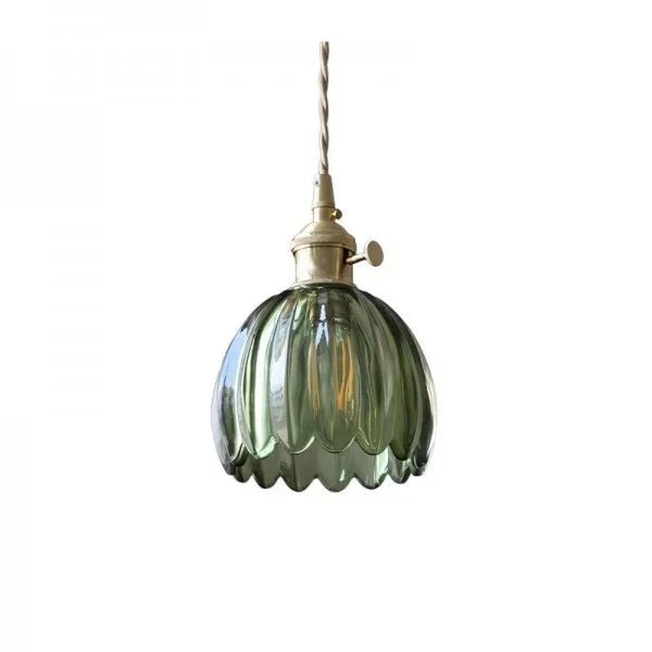 Retro Hängeleuchte aus Glas in Blumenform – Elegante japanische Deckenlampe 0