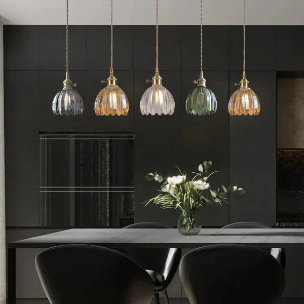 Retro Hängeleuchte aus Glas in Blumenform – Elegante japanische Deckenlampe 4