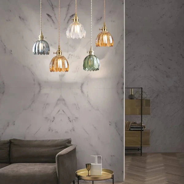 Retro Hängeleuchte aus Glas in Blumenform – Elegante japanische Deckenlampe 5