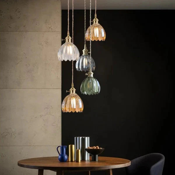 Retro Hängeleuchte aus Glas in Blumenform – Elegante japanische Deckenlampe 7