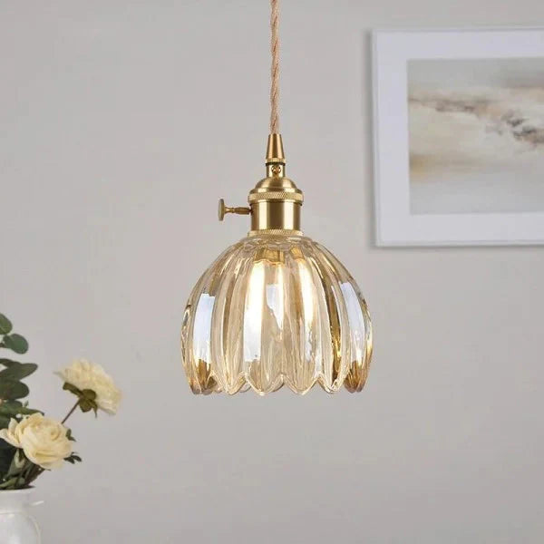 Retro Hängeleuchte aus Glas in Blumenform – Elegante japanische Deckenlampe 8