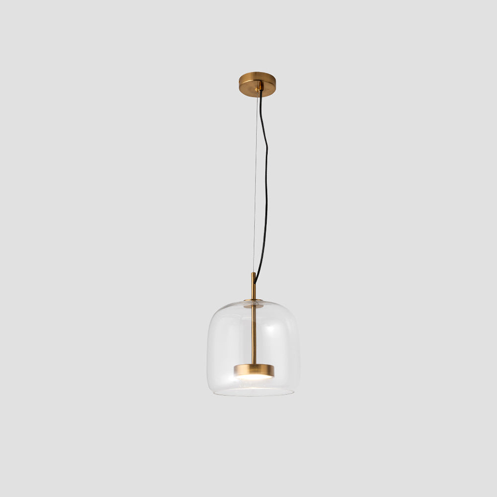 Retro Pendelleuchte aus Metall und Glas – Goldene Hängelampe für Schlafzimmer und Wohnräume, Energieeffiziente LED-Beleuchtung 0