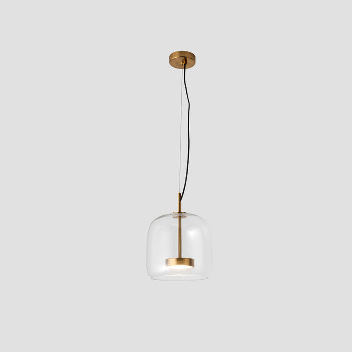 Retro Pendelleuchte aus Metall und Glas – Goldene Hängelampe für Schlafzimmer und Wohnräume, Energieeffiziente LED-Beleuchtung 0