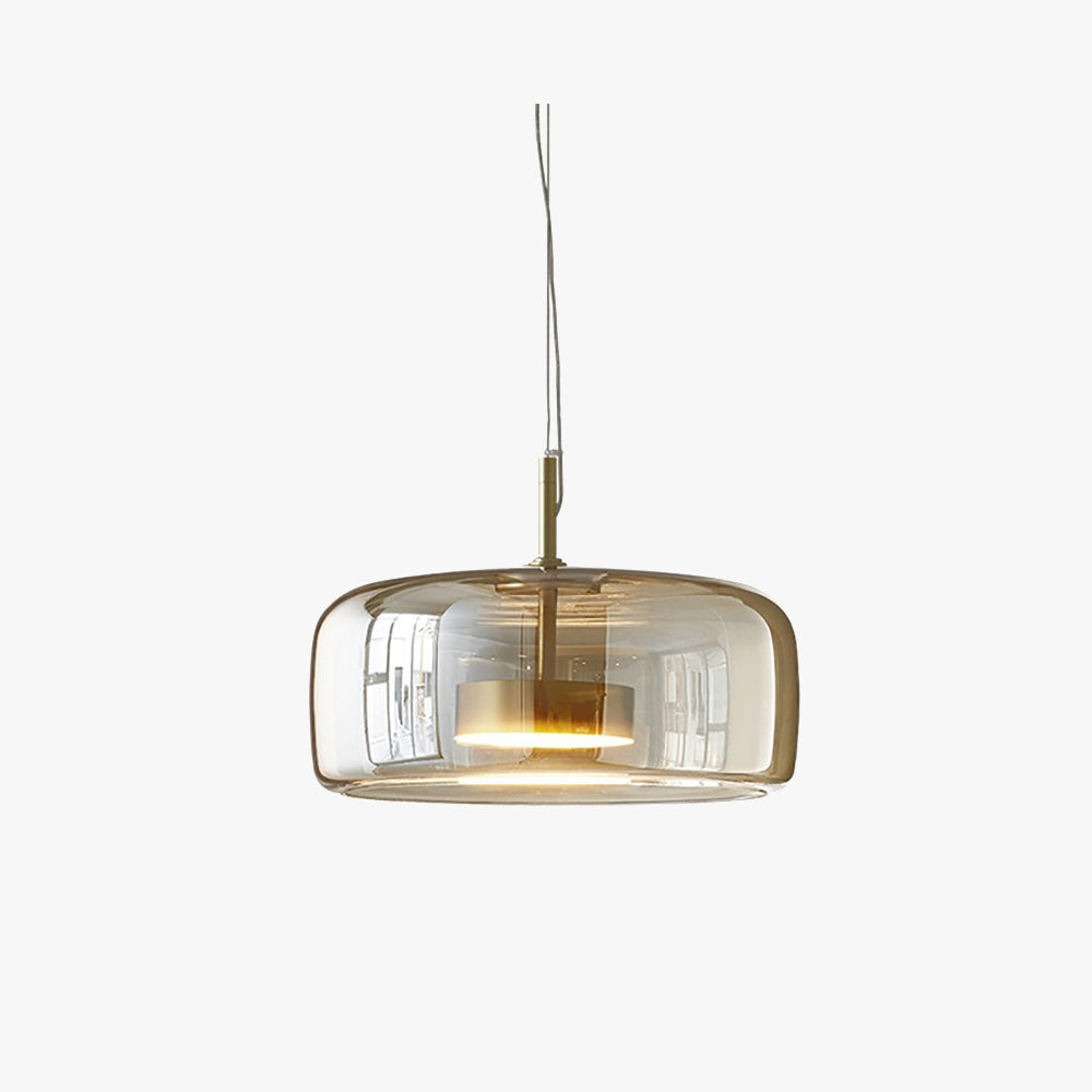 Retro Pendelleuchte aus Metall und Glas – Goldene Hängelampe für Schlafzimmer und Wohnräume, Energieeffiziente LED-Beleuchtung 1