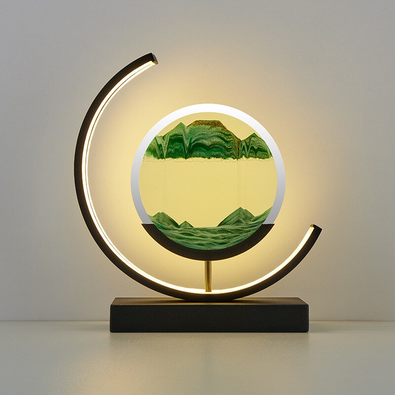 Sandlicht Tischlampe mit 3D Sanddesign – Beruhigende LED Tischleuchte für Zuhause und Büro 0