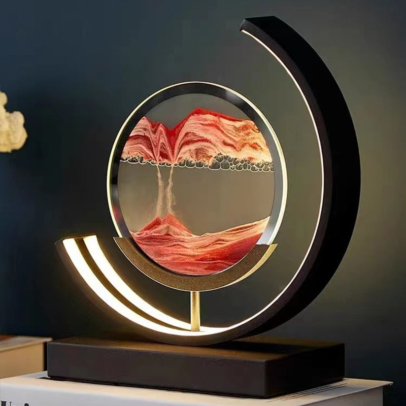 Sandlicht Tischlampe mit 3D Sanddesign – Beruhigende LED Tischleuchte für Zuhause und Büro 1