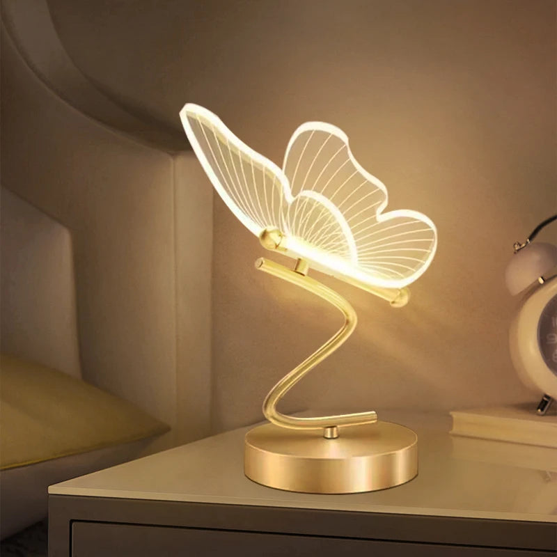 Schmetterlings LED Tischlampe mit Einstellbarer Beleuchtung – Elegante Nachttischlampe für Wohnräume und Büros 0