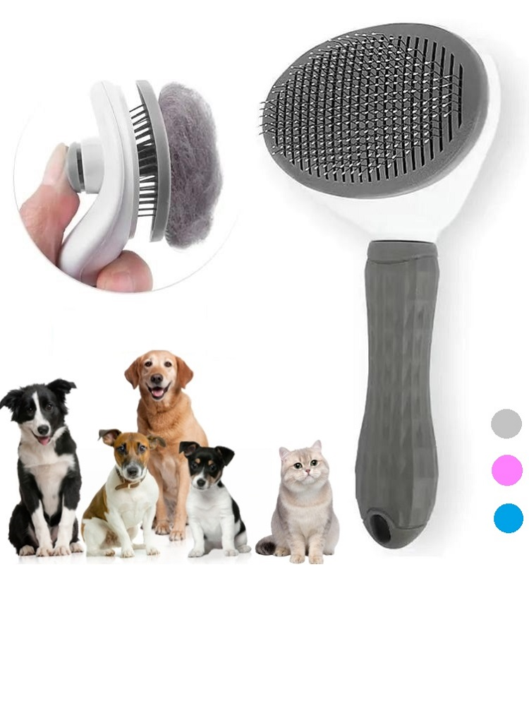 Selbstreinigende Haustierbürste für Hunde und Katzen – Ergonomisches Design, Geeignet für Alle Felltypen 1