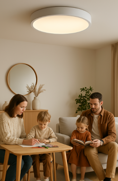 Skandinavische LED Deckenlampe – Runde Deckenleuchte für Wohnzimmer, Warmweißlicht 2