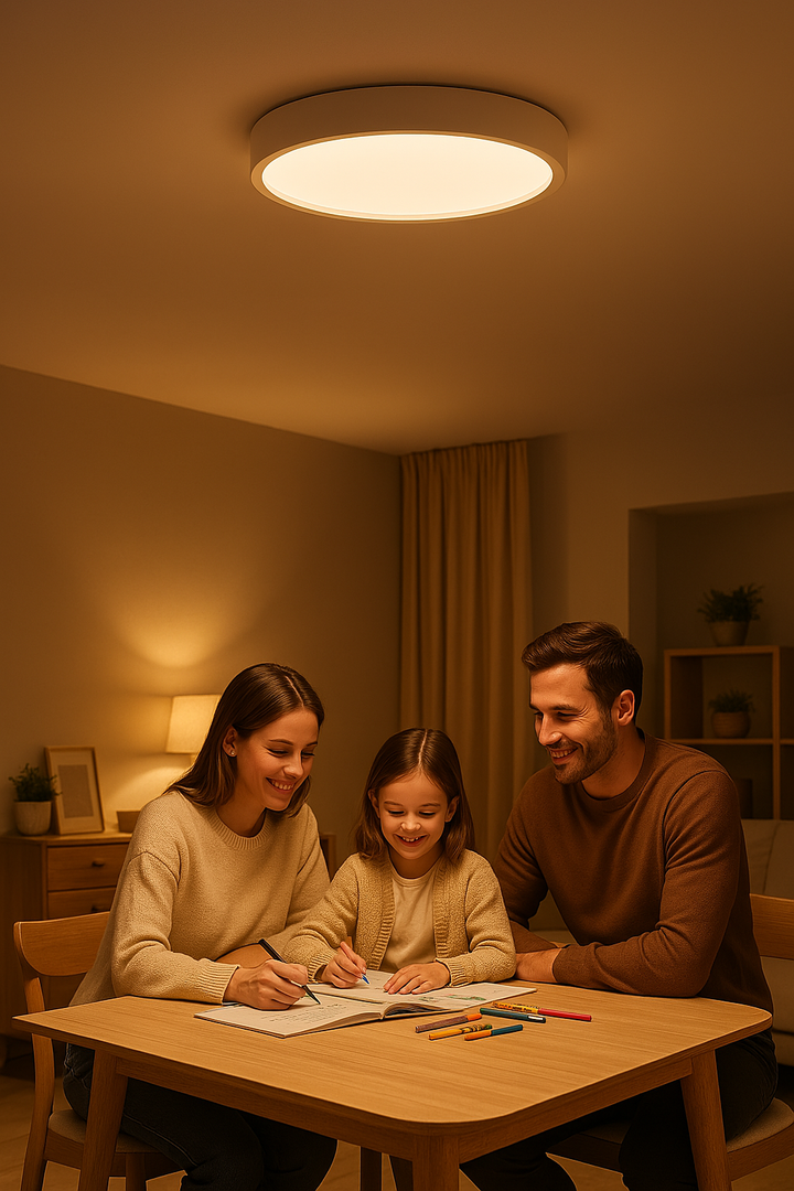 Skandinavische LED Deckenlampe – Runde Deckenleuchte für Wohnzimmer, Warmweißlicht 3