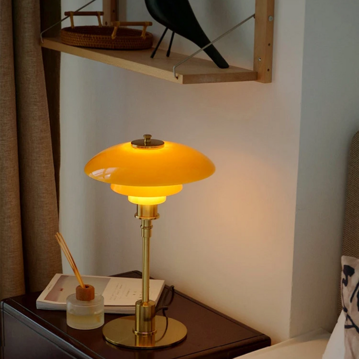 Skandinavische Tischlampe – Dimmbar LED Tischleuchte aus Eisen und Glas, 28 cm 4