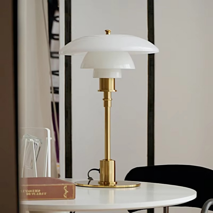 Skandinavische Tischlampe – Dimmbar LED Tischleuchte aus Eisen und Glas, 28 cm 6