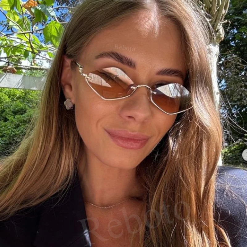 Sonnenbrille aus Metall - Halbrahmen - Polygonal - Vintage 2
