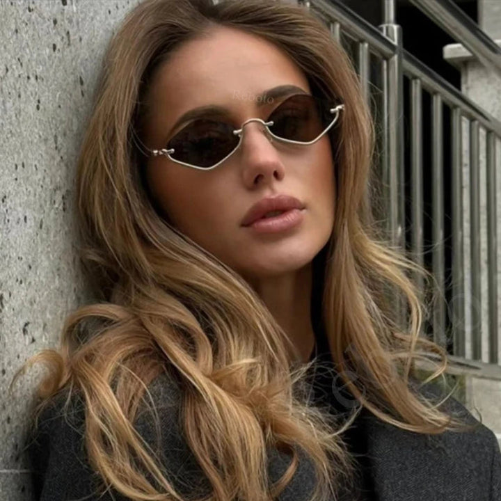 Sonnenbrille aus Metall - Halbrahmen - Polygonal - Vintage 4