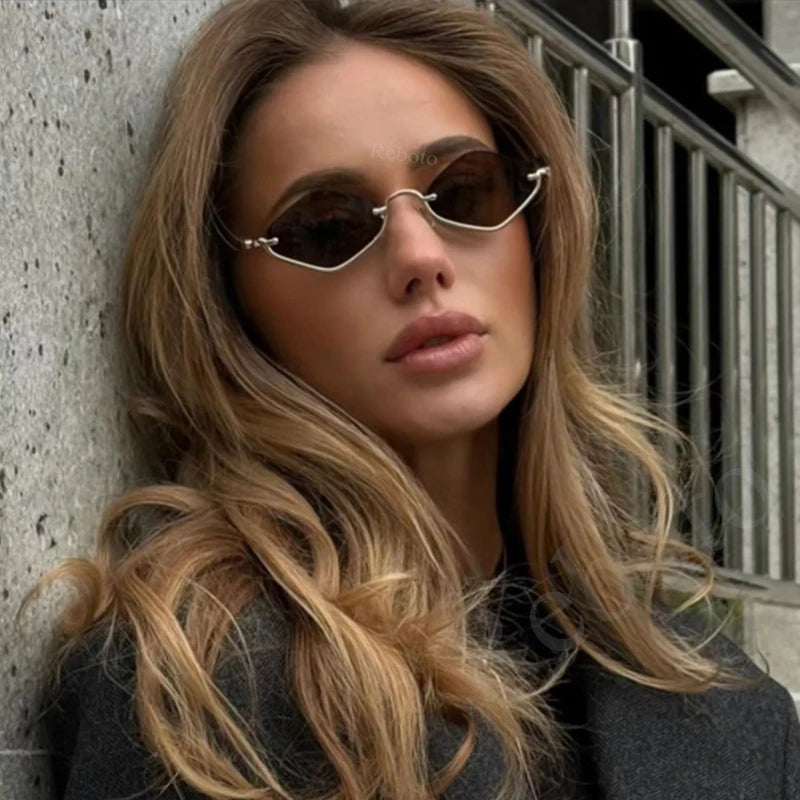 Sonnenbrille aus Metall - Halbrahmen - Polygonal - Vintage 4