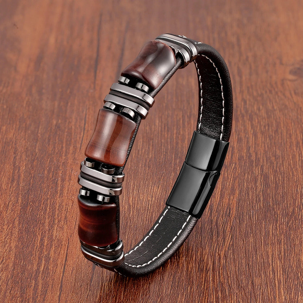Tigerauge Lederarmband Herren – Stilvoller Charme mit Edelstahlakzenten 1