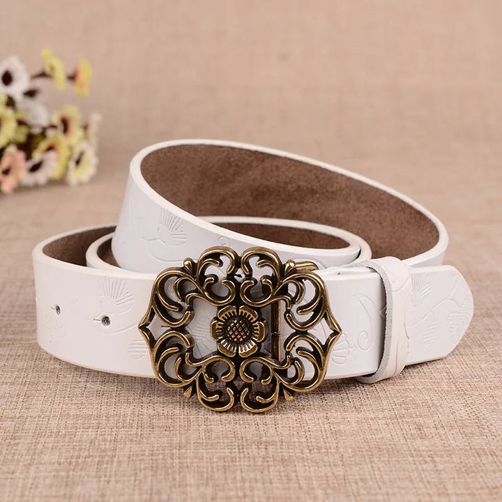 Trachtengürtel Jana – Damen Gürtel mit Sonnenblumenmuster und Nadelschnalle 2