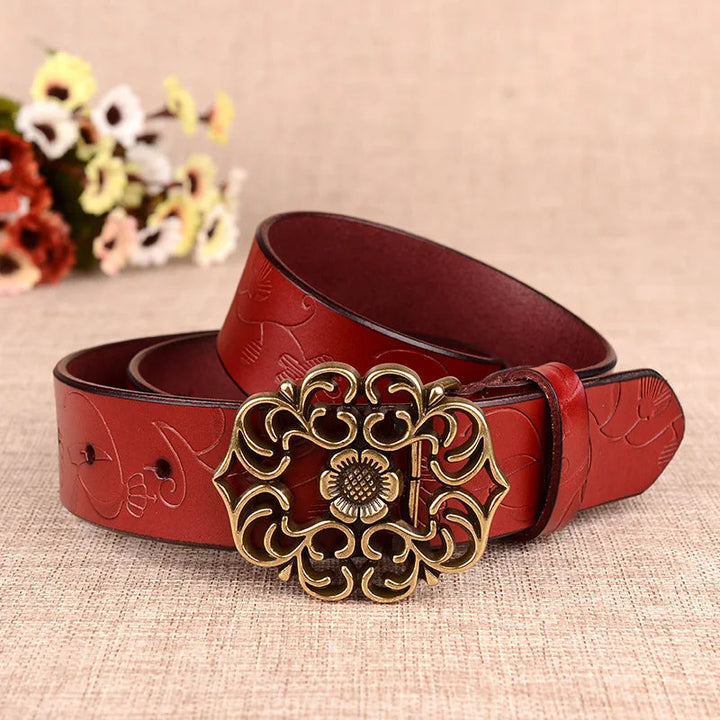Trachtengürtel Jana – Damen Gürtel mit Sonnenblumenmuster und Nadelschnalle 4