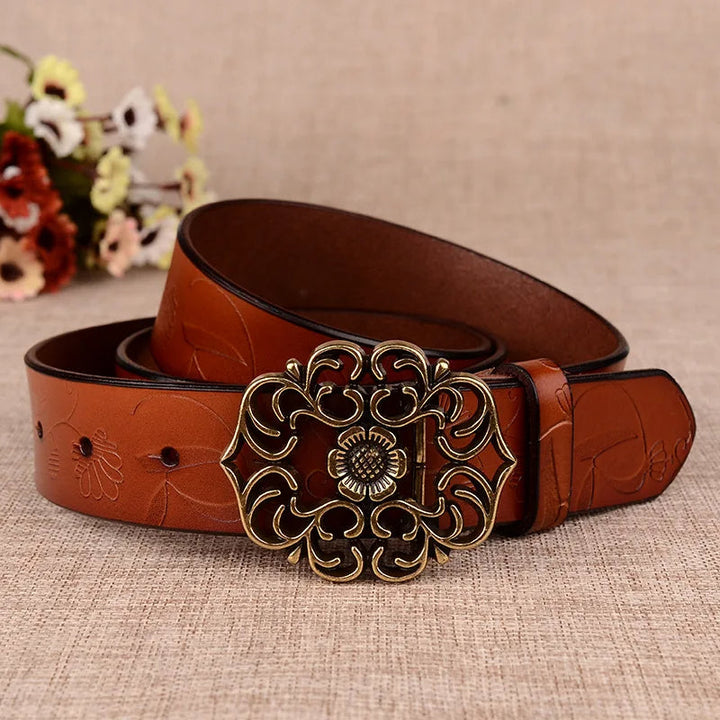Trachtengürtel Jana – Damen Gürtel mit Sonnenblumenmuster und Nadelschnalle 6