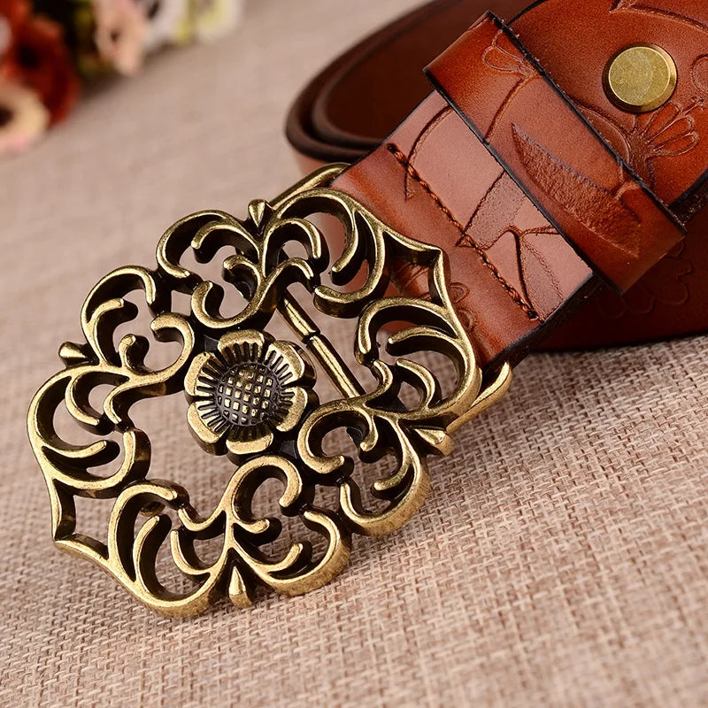 Trachtengürtel Jana – Damen Gürtel mit Sonnenblumenmuster und Nadelschnalle 7