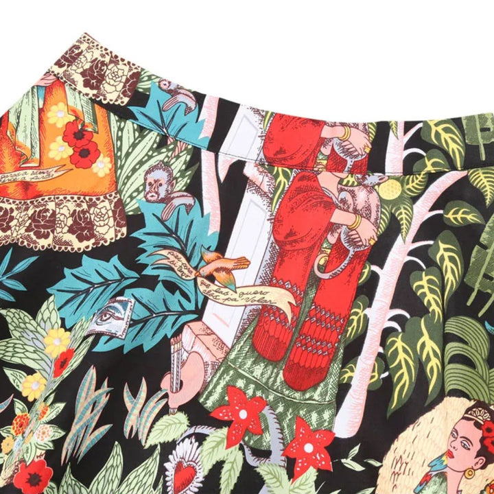 Trachtenrock Morgana – Retro-Vintage Baumwollrock mit Floralem Tierdruck, Midi-Länge, A-Linien-Schnitt 2