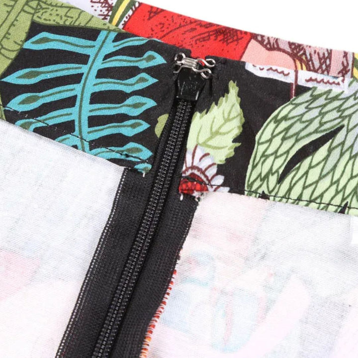 Trachtenrock Morgana – Retro-Vintage Baumwollrock mit Floralem Tierdruck, Midi-Länge, A-Linien-Schnitt 4