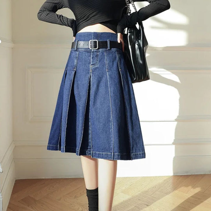 Trachtenrock Rosie – Knielanger Plissierter Jeansrock im Vintage-Stil 5