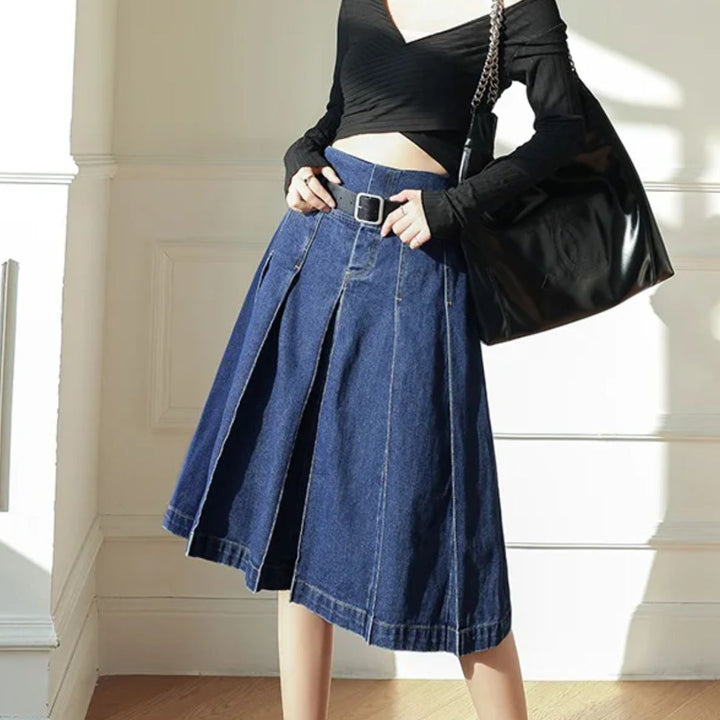 Trachtenrock Rosie – Knielanger Plissierter Jeansrock im Vintage-Stil 6