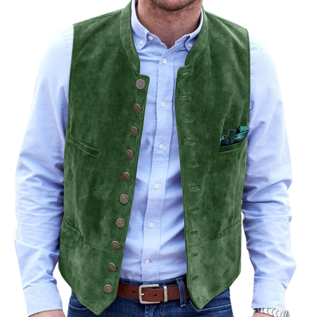 Trachtenweste Angelo – Steampunk-inspirierte Herren Trachtenweste aus Hirschledersamt 5