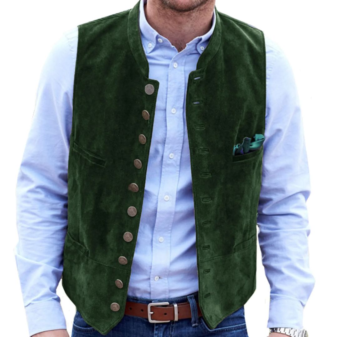 Trachtenweste Angelo – Steampunk-inspirierte Herren Trachtenweste aus Hirschledersamt 6