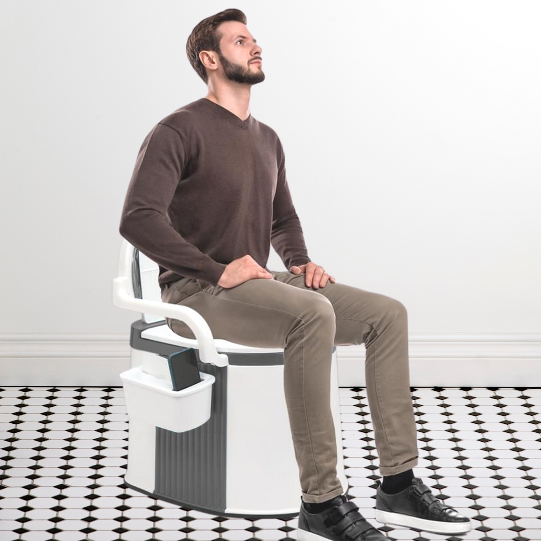 Tragbare Campingtoilette mit Armlehnen – Trockentoilette Camping für Reisen & Outdoor 0