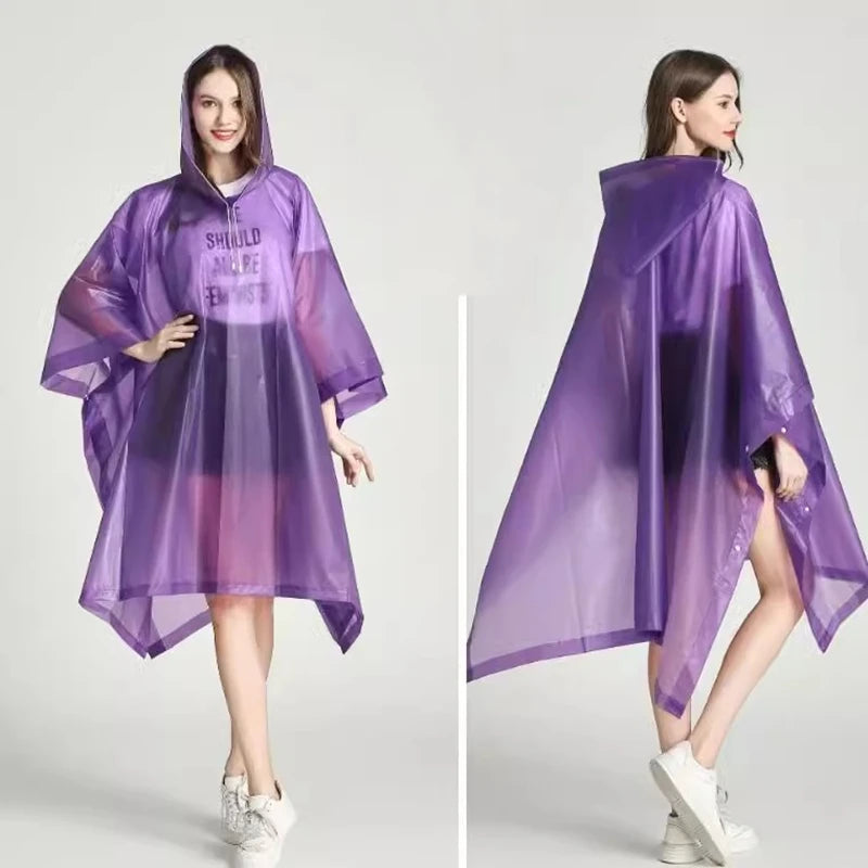 Transparenter winddichter Regenponcho für Damen – EVA Regenmantel für Radfahren und Wandern 0