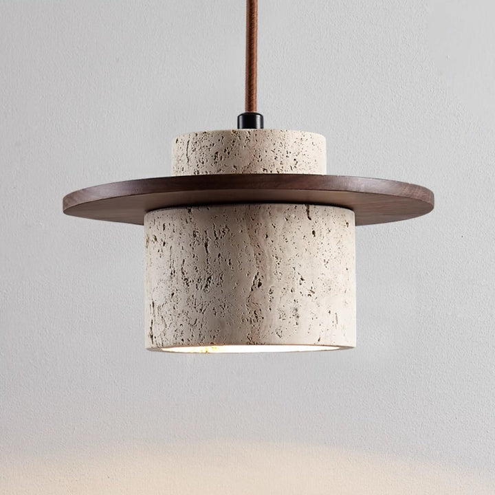 Travertin Pendelleuchte – Elegante Hängelampe aus Holz für Esszimmer & Schlafzimmer 0