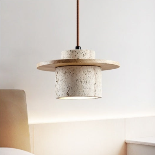 Travertin Pendelleuchte – Elegante Hängelampe aus Holz für Esszimmer & Schlafzimmer 1