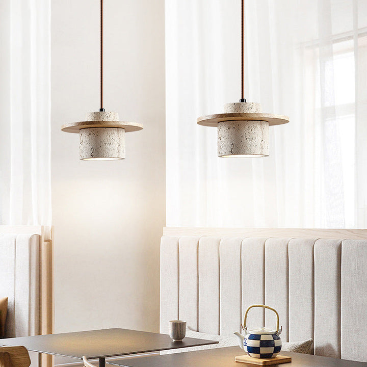 Travertin Pendelleuchte – Elegante Hängelampe aus Holz für Esszimmer & Schlafzimmer 2