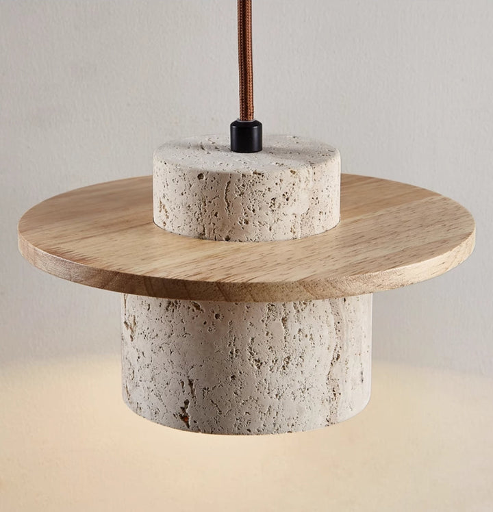 Travertin Pendelleuchte – Elegante Hängelampe aus Holz für Esszimmer & Schlafzimmer 4