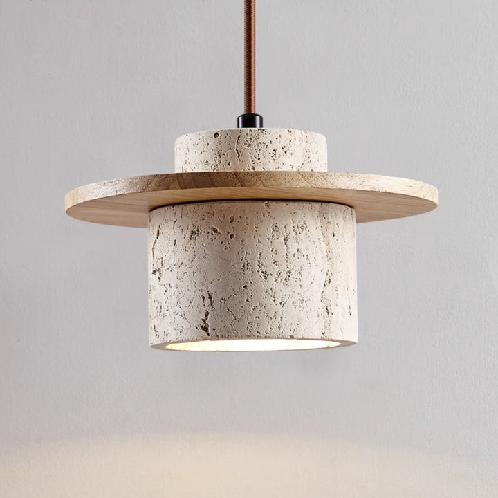 Travertin Pendelleuchte – Elegante Hängelampe aus Holz für Esszimmer & Schlafzimmer 5